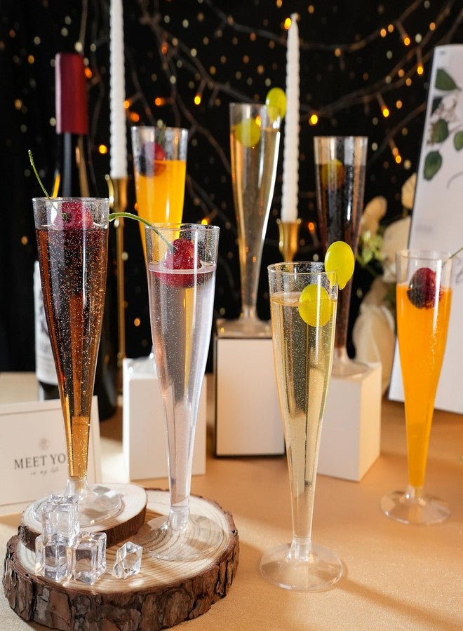 Bestluck 100 Pack Champagne Flutes Plastic, 4.5 oz Silver Glitter Plastic Disposable Stemware, Disposable Champagne Flutes for Party, Mimosa Bar, Wedding, Anniversary and Graduation - Image 4